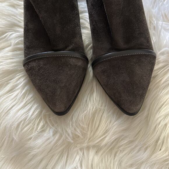 Brown/Gray Suede Block Heel Boots Size 7 - Picture 5 of 9